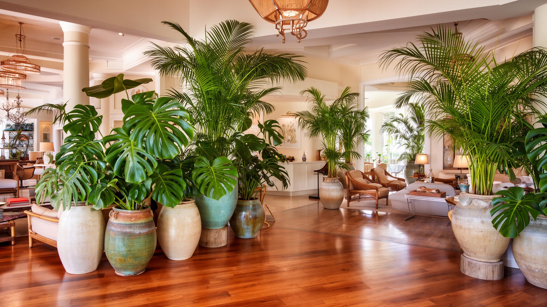 Hotel lobby with plants